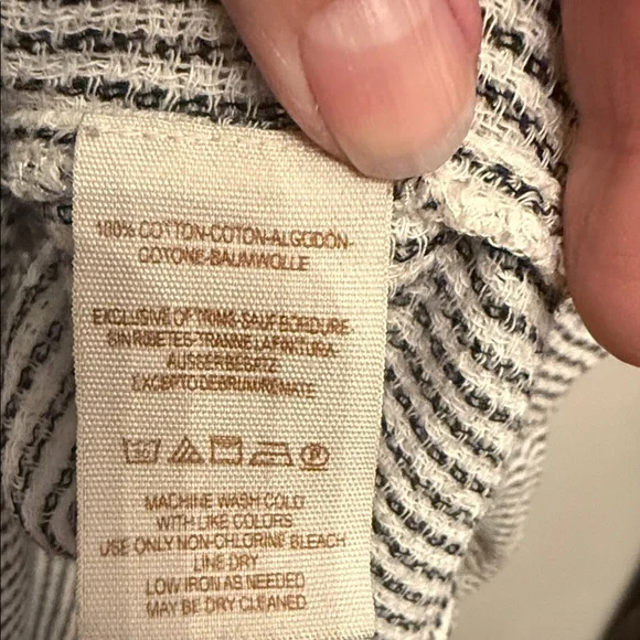 Free People Textured Stripe Cotton Top Relaxed Boho Blouse - Picture 4 of 6